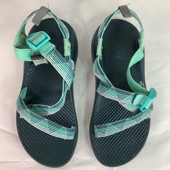 Chaco Webbing Comfort Multicolor Green Strip Strap Children Sandal Shoes Sz C3” - Picture 9 of 11